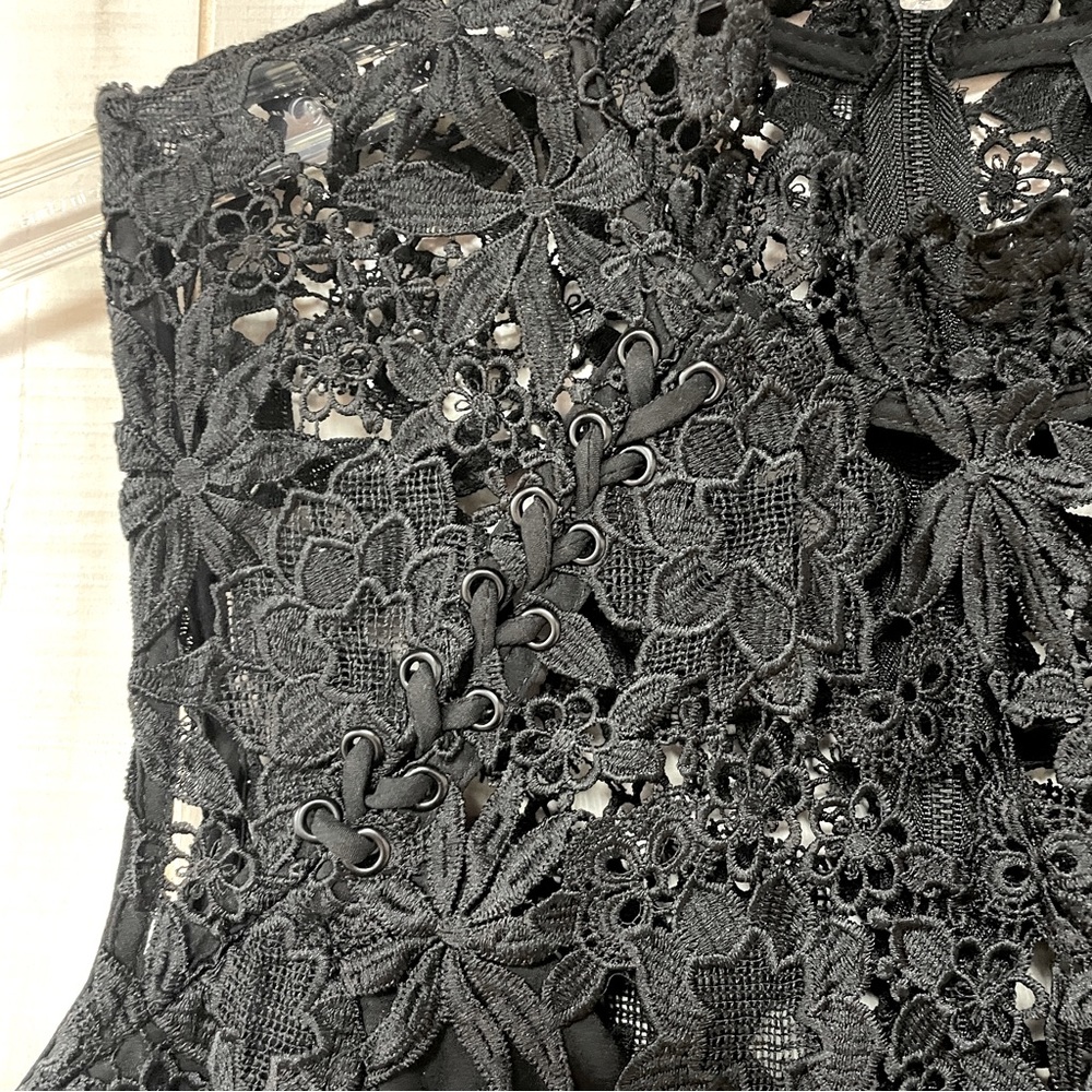 Bardot Black Sheer Lace Overlay Sleeveless High Neck Dress Sz 10 - Picture 6 of 8